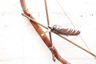 Native American Sioux Bow And Arrows Hanging Beaded Handle  Stone Arrowhead