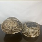 Set Of 4 Belly Baskets Balinese Seagrass Foldable Boho Woven Tote Vtg 90s Nos