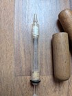 Vintage Clear Glass Medical Surgical Syringe With Original Wood Tube Holder