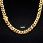 Miami Cuban Link Chain Necklace Bracelet 14k Gold Plated Stainless Steel 4-14mm