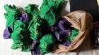 Huge Lot Of Crown Royal Bags Green   Purple   Flask Bag