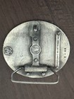 Vintage Bergamot Brass Works 1974 Belt Buckle Ornate Oval Metal Floral Cowboy