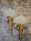 Vintage Partylite Brass Wall Sconce Scalloped Frosted Glass Candle Holders