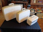 Vintage 60s Samsonite Horizon 3 Pc White Luggage Set W  Keys Tray   Train Case