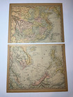 1890 2-pc Map Of China   Se Asia Fm 1890 Rand-mcnally Atlas See Pics   Descrip