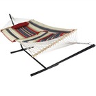 Large Rope Hammock With Steel Stand And Pad pillow - Modern Lines By Sunnydaze