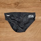 Team Usa Logo Custom Print Speedo Men Black Aquablade  Swim Brief Swimwear