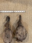 2 Antique Distressed Wooden Block And Tackle Pulley With Hook