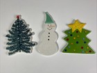 Lot Of 3 Coton Colors Happy Everything Mini Christmas Attachments Trees Snowman