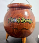 Vintage Wood Bank Pot Of Money Souvenir Chicago Illinois