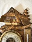 Antique Black Forest Wood Barometer   Thermometer 5x7    Tall Carved Cabin Germany