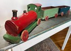 Antique Wooden Primitive Folk Art Depression Era Scrap Wood Toy Train
