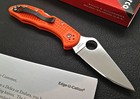 Spyderco Orange Delica 4 C11fpor Flat Ground Frn Plain Edge Knife    Vg-10 Steel