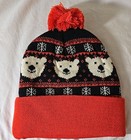 Coca-cola Knit Hat Polar Bear Beanie With Pom Cozy Winter Casual Christmas