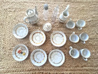 Vintage Miniature Porcelain Child s Tea Set With Gold Decor 20 Pieces