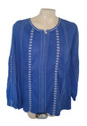 J jill Boho Peasant Tunic Top Blue Embroidery Balloon Sleeve Xl 14 16 Orig   89