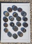 Collection Card Lot 20 Lg Antique Victorian Metal Picture Buttons - All Classics