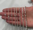Italian Solid Sterling Silver Rope Link Chain Necklace 925 Silver Chain Unisex