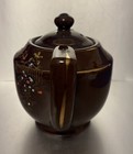 Vntg Moriage Teapot Redware 1960   s Japan Brown Hand Painted  Small Chip On Spout