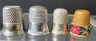 Lot 30 Vintage Sewing Thimbles Leather  Silver  Stainless Steel  Brass  Aluminum