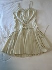 Womens White Solid Sleeveless Corset Pleated Mini Dress S Polyester  g4 