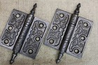 2 Old Door Hinges 3 X 3  Victorian Steeple Top Vintage Clean Cast Iron Ox