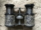 Vintage C m c  Opera Field Metal Binoculars Repousse War W  Leather Case Japan