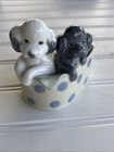 Vtg nao By Lladro Poodles And Dots In A Basket 1987 Blue White Retired Porcelain