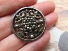 Large Vintage Pierced Metal Button ornate cut Steels    1-1 4   j