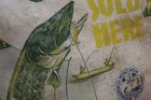 Rare 1950s Wisconsin Fishing License Sold Here Bait Tackle Shop Sign Musky Fish