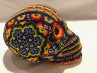 Huichol Beaded Skull Mexican Folk Art Dia De Los Muertos Hand Made Craft Mexico