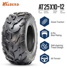 25x10-12 Atv Utv Tires Set Of 2 25x10x12 6 Ply Rear Aggressive Tread All Terrain