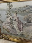 Vintage Tapestry Ladies At Lake Como In Italy Gold Wood Frame
