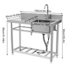 Restaurant Kitchen Stainless Steel Sink Free Standing Silver 150kg Bear Capacity