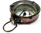 Antique Vintage Brass Compass Nautical Map Reader Navigation   Leather Case 3 