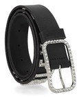 Harley-davidson Women s Rhinestone Metal Letter Genuine Leather Belt  Black