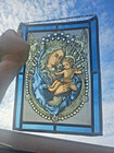 Vintage 1960s Stained Glass Window Panel Madonna Child Religion