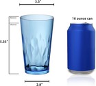 6 Piece Blue Plastic Glasses 16 Oz Unbreakable Drinking Set