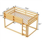 Twin Low Bunk Bed Solid Wood Floor Bunk Bed Frame W ladder shelf For Kids Junior