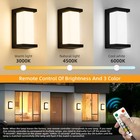 2 Pack Remote Control Outdoor Wall Lamp Porch Lights 3 Color Modern Exterior