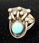 Vintage Sterling Silver Navajo Turquoise Old Pawn Ring Size 6 