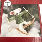 New Felt Craft Mini Kit Little Mouse Skiing Green Knit Sweater Holiday Winter