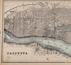 1885 Calcutta India Map Original  Hooghly River Antique 12x9 G  Cram