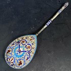 Antique Russian 84 Silver Enamel Large Spoon Moscow  2