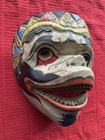 Vintage Wooden Hand Carved Mask Folk Art Wall Hanging Asian Balinese Repaired