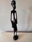 Vtg African Tanzanian Hand Carved Ebony Wood Sculpture Folk Art Woman 10    