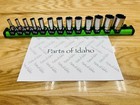 Snap On Tools New 14pc 3 8    Drive Sae Set W  Green Magnetic Socket Rail 211fssy