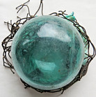 Japanese Glass Fishing Float 5  Aqua Makers Mark Wp  29 Grubby Vntg  net holder