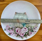 Vintage Pink Cat Kitten Roses Plate 13 25  Hand Painted Large Hutschenreuther