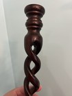 Antique English Barley Twist Oak Wood Candlesticks Candle Holder 14    Vtg